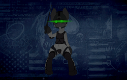 Size: 6000x3775 | Tagged: safe, artist:thermalcake, semi-anthro, absurd resolution, armor, bulletproof vest, cloaker, clothes, dexterous hooves, goggles, payday, payday 2, payday the heist, ponified, solo, vest