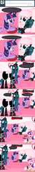 Size: 650x3125 | Tagged: safe, artist:mixermike622, princess cadance, queen chrysalis, twilight sparkle, oc, oc:fluffle puff, alicorn, pony, tumblr:ask fluffle puff, g4, angry, ask, canon x oc, chrysalis plushie, clothes, comic, doll, dressup, female, lesbian, maid, mare, now kiss, playing, plushie, queen chrysalis is not amused, ship:chrysipuff, shipper on deck, shipping, toy, tumblr, twilight sparkle (alicorn), unamused