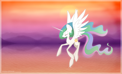 Size: 1920x1166 | Tagged: safe, artist:autumndeer, princess celestia, g4, female, solo, water