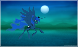Size: 1920x1166 | Tagged: safe, artist:autumndeer, princess luna, g4, female, solo, water