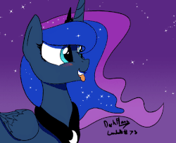 Size: 700x571 | Tagged: safe, artist:darkflame75, princess luna, lunadoodle, g4, animated, blushing, cute, eye shimmer, female, lunabetes, solo, tongue out