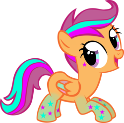 Size: 1883x1857 | Tagged: safe, artist:swearn, scootaloo, g4, female, rainbow power, rainbow power-ified, simple background, solo, transparent background, vector