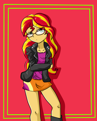 Size: 2000x2500 | Tagged: safe, artist:nekojackun, sunset shimmer, equestria girls, g4, female, glasses, high res, simple background, solo