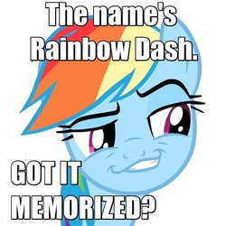 Size: 800x800 | Tagged: safe, rainbow dash, g4, axel, disney, female, image macro, kingdom hearts, meme, smugdash, solo, text edit