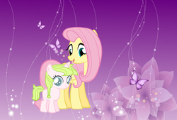 Size: 2244x1518 | Tagged: safe, artist:reaver75, fluttershy, oc, oc:anthea, pegasus, pony, unicorn, kilalaverse, g4, adopted offspring, cute, daaaaaaaaaaaw, family, filly, mother and daughter, parent:fluttershy, parent:oc:azalea, parent:oc:berry vine, parents:oc x oc