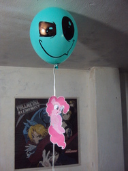 Size: 3000x4000 | Tagged: safe, artist:strangiesleepy, discord, pinkie pie, g4, alphonse elric, balloon, discord balloon, discorded balloon, edward elric, fullmetal alchemist, hawkeye, irl, paper child, traditional art