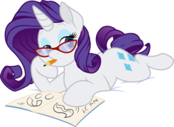 Size: 5267x3856 | Tagged: safe, artist:latecustomer, artist:silverrainclouds, rarity, g4, absurd resolution, female, glasses, pencil, simple background, solo, transparent background, vector