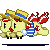 Size: 50x50 | Tagged: safe, artist:neriad, flam, flim, pony, g4, animated, base used, duo, flim flam brothers, gif, icon, pixel art, run run run base, running, simple background, transparent background