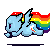 Size: 50x50 | Tagged: safe, artist:qtmarkcrusader, rainbow dash, pegasus, pony, g4, animated, base used, female, flowing mane, gif, icon, nyan cat, nyan dash, outline, pixel art, rainbow trail, run run run base, running, simple background, solo, sparkles, transparent background, white outline