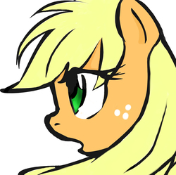 Size: 700x698 | Tagged: safe, artist:golden-redhead, applejack, g4, female, freckles, green eyes, open mouth, portrait, profile, solo