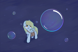 Size: 1250x833 | Tagged: safe, artist:joyfulinsanity, derpy hooves, pegasus, pony, g4, bag, bubble, female, mare, solo