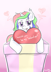 Size: 2893x4092 | Tagged: safe, artist:pixelstarpony, oc, oc only, oc:pixelstar, pony, unicorn, box, heart, solo