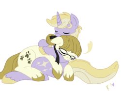 Size: 960x720 | Tagged: safe, artist:rareponypairings, dinky hooves, zippoorwhill, pegasus, pony, unicorn, g4, crack shipping, cute, dinkabetes, dinkywhill, duo, eyes closed, female, hug, lesbian, older, older dinky hooves, older zippoorwhill, shipping, simple background, sleeping, snuggling, transparent background, unshorn fetlocks, zippoorbetes