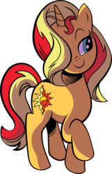 Size: 1184x1841 | Tagged: safe, artist:andypriceart, artist:imperfectxiii, sunset shimmer, pony, unicorn, g4, backwards cutie mark, female, simple background, solo, transparent background, vector