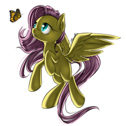 Size: 950x950 | Tagged: safe, artist:moenkin, fluttershy, butterfly, g4, female, simple background, solo, transparent background