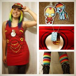 Size: 960x960 | Tagged: safe, artist:magyktrix, rainbow dash, human, g4, cosplay, irl, irl human, iron dash, iron man, photo