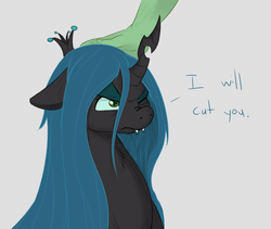 Size: 750x634 | Tagged: safe, artist:adequality, artist:jalm, queen chrysalis, oc, oc:anon, changeling, changeling queen, g4, colored, cute, cutealis, female, hand, petting, scrunchy face