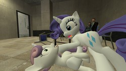 Size: 1280x720 | Tagged: safe, rarity, sweetie belle, g4, 3d, gmod