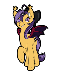 Size: 588x754 | Tagged: safe, artist:bitterbell, oc, oc only, oc:spookie, bat pony, pony, solo