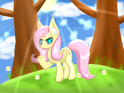 Size: 1024x768 | Tagged: safe, artist:milkteafox, artist:x157258, fluttershy, g4, ear fluff, female, heart eyes, pixiv, solo