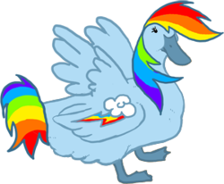 Size: 300x247 | Tagged: safe, artist:weloveducks, rainbow dash, duck, g4, female, op, rainbow dash is a duck, rainbow duck, solo, species swap