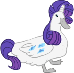 Size: 300x296 | Tagged: safe, artist:weloveducks, rarity, duck, g4, female, op, solo, species swap