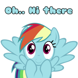Size: 1600x1600 | Tagged: safe, rainbow dash, g4, female, hi, oh hi there, smiling, solo
