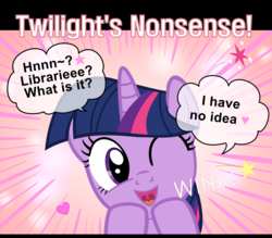 Size: 1600x1400 | Tagged: safe, artist:s.guri, twilight sparkle, g4, americano exodus, book, bookhorse, cute, denial, female, happy, heart, looking at you, open mouth, parody, smiling, solo, stars, that pony sure does love books, twiabetes, uvula, vector, wink