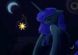 Size: 1280x911 | Tagged: safe, artist:darkflame75, princess luna, lunadoodle, g4, female, night, sad, solo