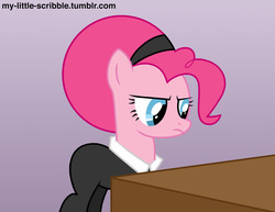 Size: 1280x989 | Tagged: dead source, safe, artist:my-little-scribble, artist:scribble, pinkie pie, g4, 30 minute art challenge, business, business suit, businessmare, female, solo