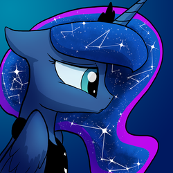 Size: 1280x1280 | Tagged: safe, artist:darkflame75, princess luna, lunadoodle, g4, constellation, female, portrait, solo