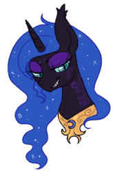 Size: 366x558 | Tagged: safe, artist:lulubell, nightmare moon, g4, bust, female, simple background, smirk, solo, transparent background