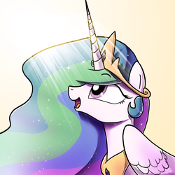 Size: 1400x1400 | Tagged: safe, artist:darkflame75, princess celestia, g4, female, happy, looking up, open mouth, smiling, solo, sunlight