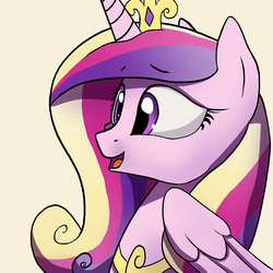 Size: 1400x1400 | Tagged: safe, artist:darkflame75, princess cadance, alicorn, pony, g4, bust, crown, female, happy, jewelry, open mouth, peytral, regalia, simple background, smiling, solo