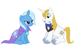 Size: 6222x3969 | Tagged: safe, artist:cultleaderfluttershy, prince blueblood, trixie, g4, absurd resolution, female, great and powerful kisses, kiss mark, lipstick, male, ship:bluetrix, shipping, straight