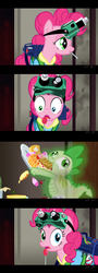 Size: 900x2500 | Tagged: safe, artist:scruffytoto, pinkie pie, spike, dragon, earth pony, ghost, pony, g4, comic, crossover, derp, ghost dragon, ghostbusters, heterochromia, lollipop, slimer