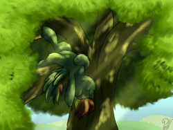 Size: 4000x3000 | Tagged: safe, artist:pirill, rainbow dash, pegasus, pony, g4, 30 minute art challenge, eyes closed, female, mare, resting, signature, sleeping, solo, tree