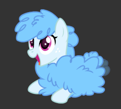 Size: 800x720 | Tagged: safe, artist:va1ly, oc, oc only, oc:curly mane, pony, sheep, animated, behaving like a dog, cute, eye shimmer, freckles, happy, looking up, open mouth, panting, prone, sheep-pony, smiling, solo, tail wag, tongue out
