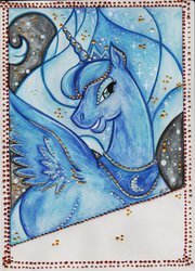 Size: 1024x1424 | Tagged: safe, artist:jennyshevchenko, princess luna, g4, female, solo, traditional art