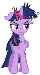 Size: 4000x7500 | Tagged: safe, artist:90sigma, twilight sparkle, alicorn, pony, g4, inspiration manifestation, female, floppy ears, frown, glare, grumpy, mare, messy mane, simple background, solo, transparent background, twilight sparkle (alicorn), twilight sparkle is not amused, unamused, vector