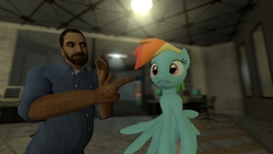 Size: 1280x720 | Tagged: safe, rainbow dash, human, pegasus, pony, g4, billy mays, female, mare