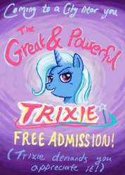 Size: 356x500 | Tagged: safe, artist:caitmoffitt, trixie, pony, unicorn, g4, female, mare, poster, solo, trixie-tales