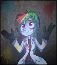 Size: 1000x1152 | Tagged: safe, artist:fj-c, rainbow dash, fanfic:rainbow factory, equestria girls, g4, clothes, female, lab coat, solo