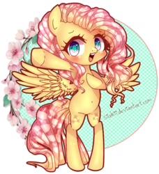 Size: 639x701 | Tagged: safe, artist:siukii, fluttershy, pony, g4, belly button, bipedal, female, looking at you, singing, solo