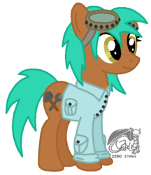 Size: 470x544 | Tagged: safe, artist:zerozivan, oc, oc only, pony, clothes, female, goggles, jacket, mare, solo