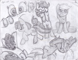 Size: 3283x2549 | Tagged: safe, artist:dawnshadow187, pinkie pie, twilight sparkle, oc, g4, high res, monochrome, traditional art