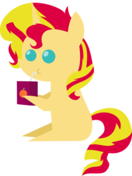 Size: 4911x6546 | Tagged: safe, artist:lunarina, sunset shimmer, pony, unicorn, g4, absurd resolution, drink, female, juice, juice box, pointy ponies, solo