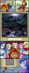 Size: 800x1977 | Tagged: safe, applejack, fluttershy, pinkie pie, princess luna, rainbow dash, rarity, snails, snips, sunset shimmer, twilight sparkle, vice principal luna, equestria girls, g4, exploitable meme, mane six, meme, ragnarok, sunset's art critics