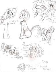 Size: 1695x2178 | Tagged: safe, artist:neko-delia, pinkie pie, oc, g4, monochrome, traditional art