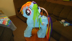 Size: 1920x1080 | Tagged: safe, rainbow dash, pony, g4, irl, photo, piñata